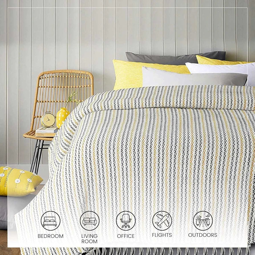 Sashaa World Striped Super Soft & Breathable Throw Blanket Colour Multi Striped