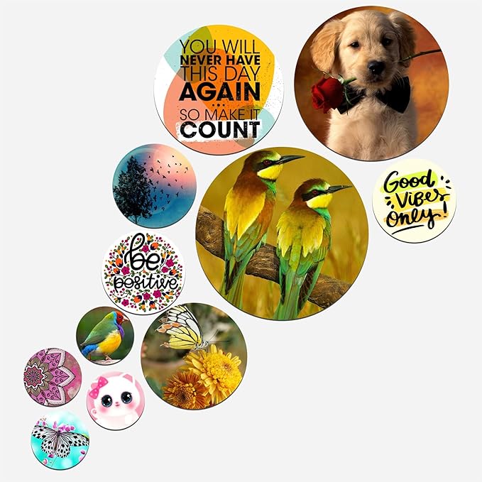 Artvibes Designer Mdf Wooden Wall Hanging Decoration Item for Home | Wall Decorative Items | Pack of 11 Pieces