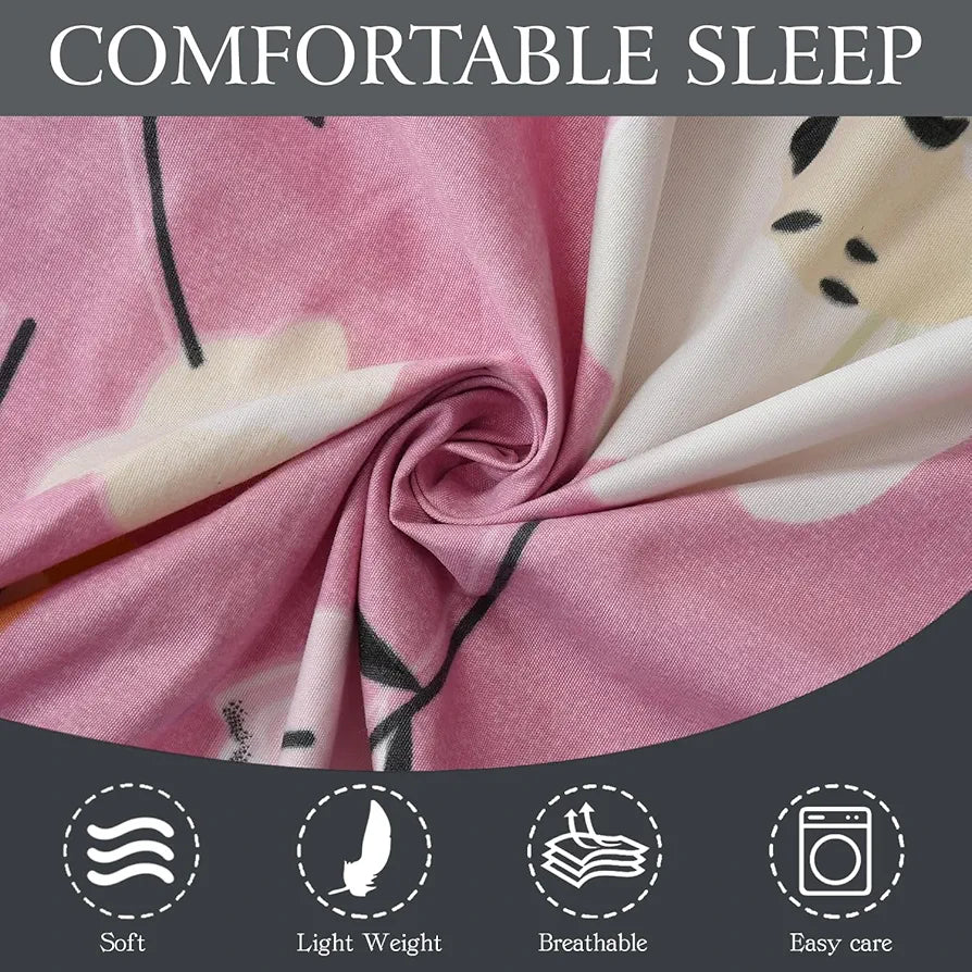 Fresh From Loom Floral Design Bed Spread With Pillow Covers Hypo-Allergenic Microfiber King Bedsheet For Double Bed Wrinkle Free Bedsheets Bedcover 144 TC Punch Pink