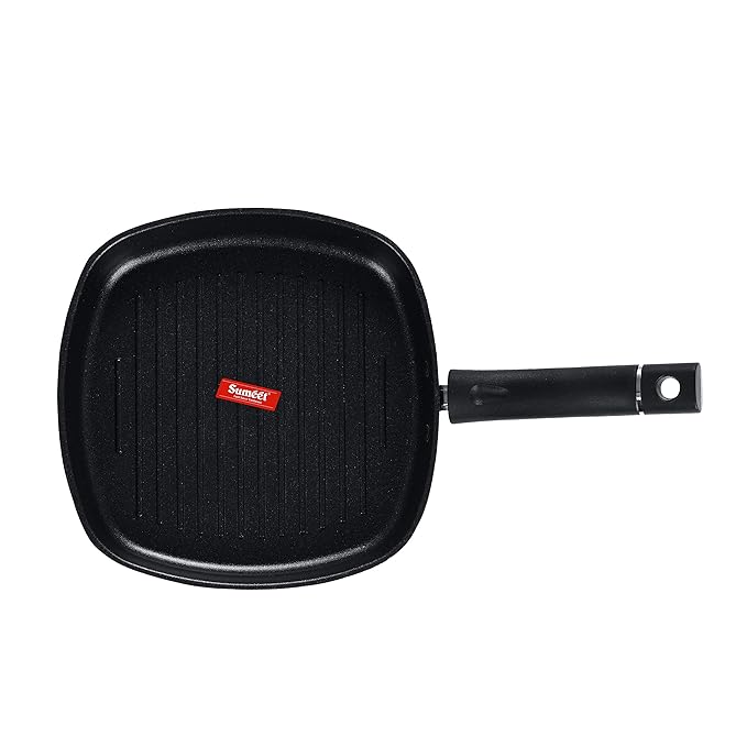 Sumeet 3.25mm Nonstick Grill Pan for sandwich Toast Gas Stovetop friendly 22cm (Black)