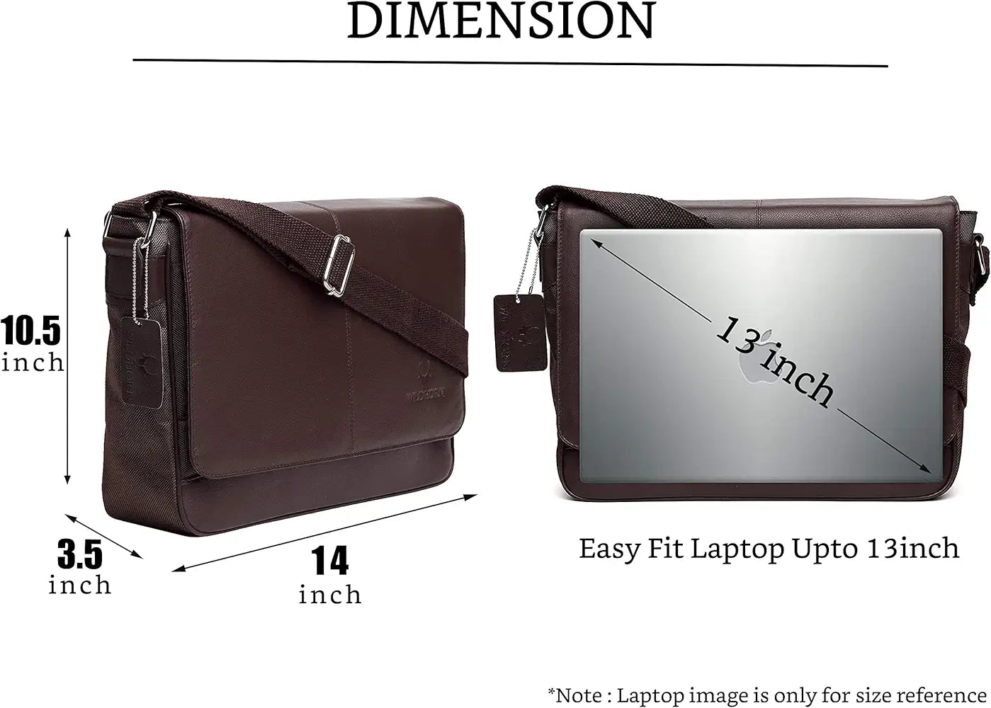 WildHorn Leather 13 inch Laptop Messenger Bag for Men I Padded Laptop Compartment I Adjustable Strap I Dimension: L- 14inch H- 10.5 inch W- 3.5inch
