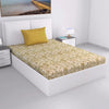Divine Casa 144 TC 100% Cotton Single Size Bedsheet with 1 Pillow Cover Floral Paisley Colour Mustard Beige