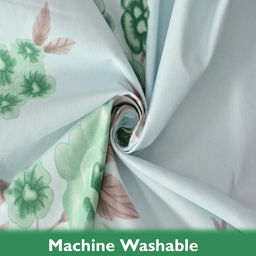 Fresh From Loom Floral Print 240 TC Microfiber King Size Bedsheet Set with 2 Pillow Cover Soft-Cyan