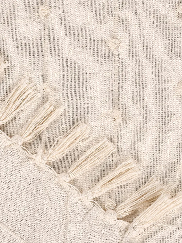 Sashaa World Cotton Throw Bedcover Super Soft & Breathable Colour Natural/Cream