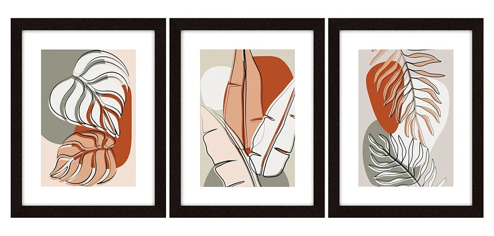 ArtX Paper Boho Leaf Wall Painting Set of 3