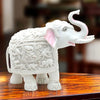 Kraftskala White Elephant Showpiece Animal Carving Big Size Marble Resin Aesthetic Statue