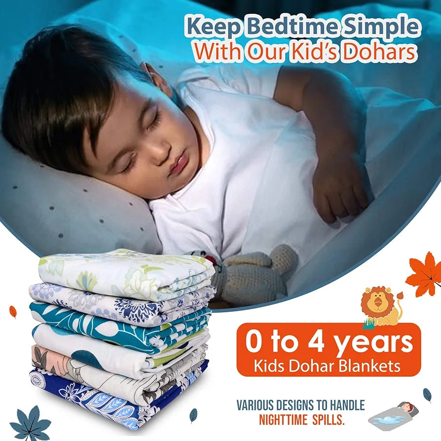 Divine Casa Pure Cotton Printed Single Dohar for Newborn Baby 120 GSM Soft & Lightweight Throw Blanket Colour Iris Deep