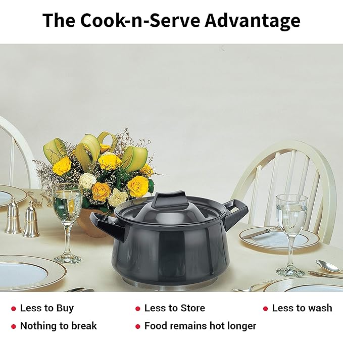 Hawkins Futura Hard Anodised Handi (Saucepan) 3 L, 21 cm, 4.06 mm with 2 short handles