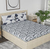 Huesland by Ahmedabad Cotton 186 TC King Size Bedsheet Cotton with 2 Pillow Covers | Grey & White