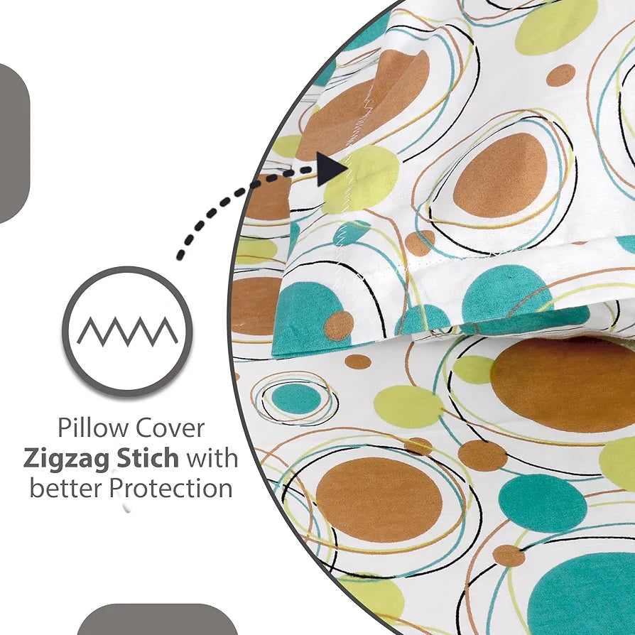 Divine Casa 144 TC 100% Cotton Bedsheet for Double Bed with 2 Pillow Cover Colour Aqua Sand