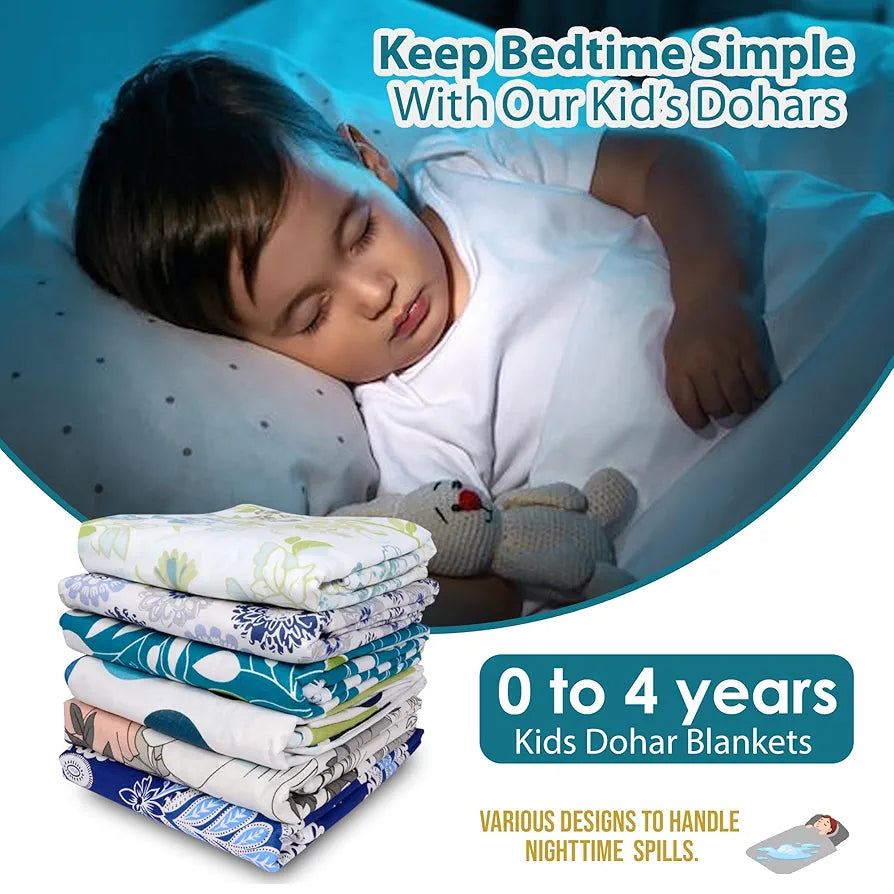 Divine Casa Floret 100% Cotton Single Kids Dohar 120 GSM Soft & Lightweight Throw Blanket Colour Woody Petals