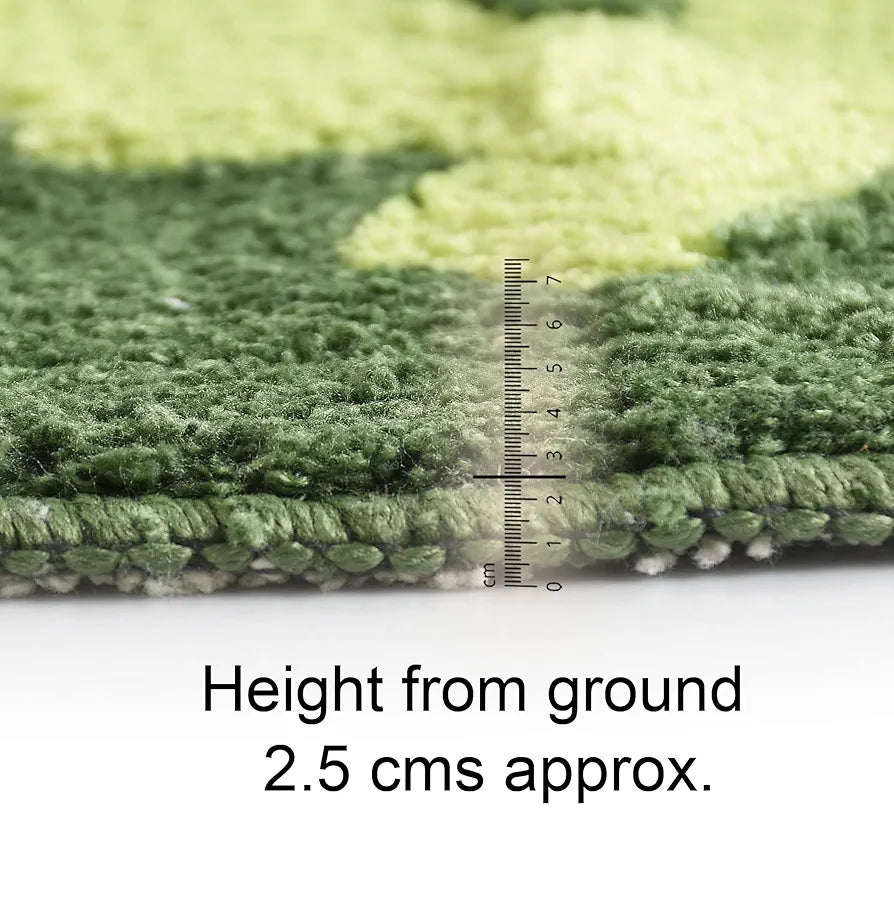 Saral Home Easy Living Soft Cotton Anti-skid Round Leaf Design Bathmat Colour Green