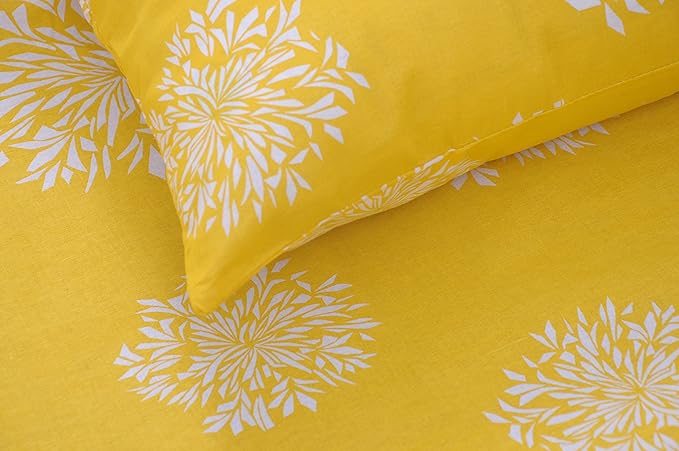 Huesland by Ahmedabad Cotton 144 TC Cotton Bedsheet for Double Bed King Size with 2 Pillow Covers | Yellow