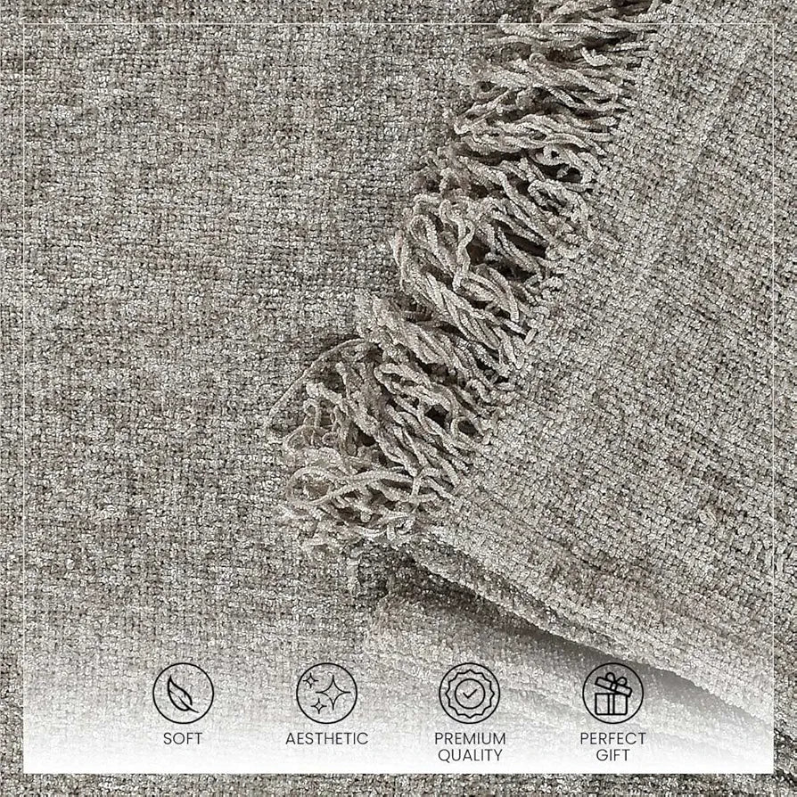 Sashaa World Soft Chenille Throw Colour Grey