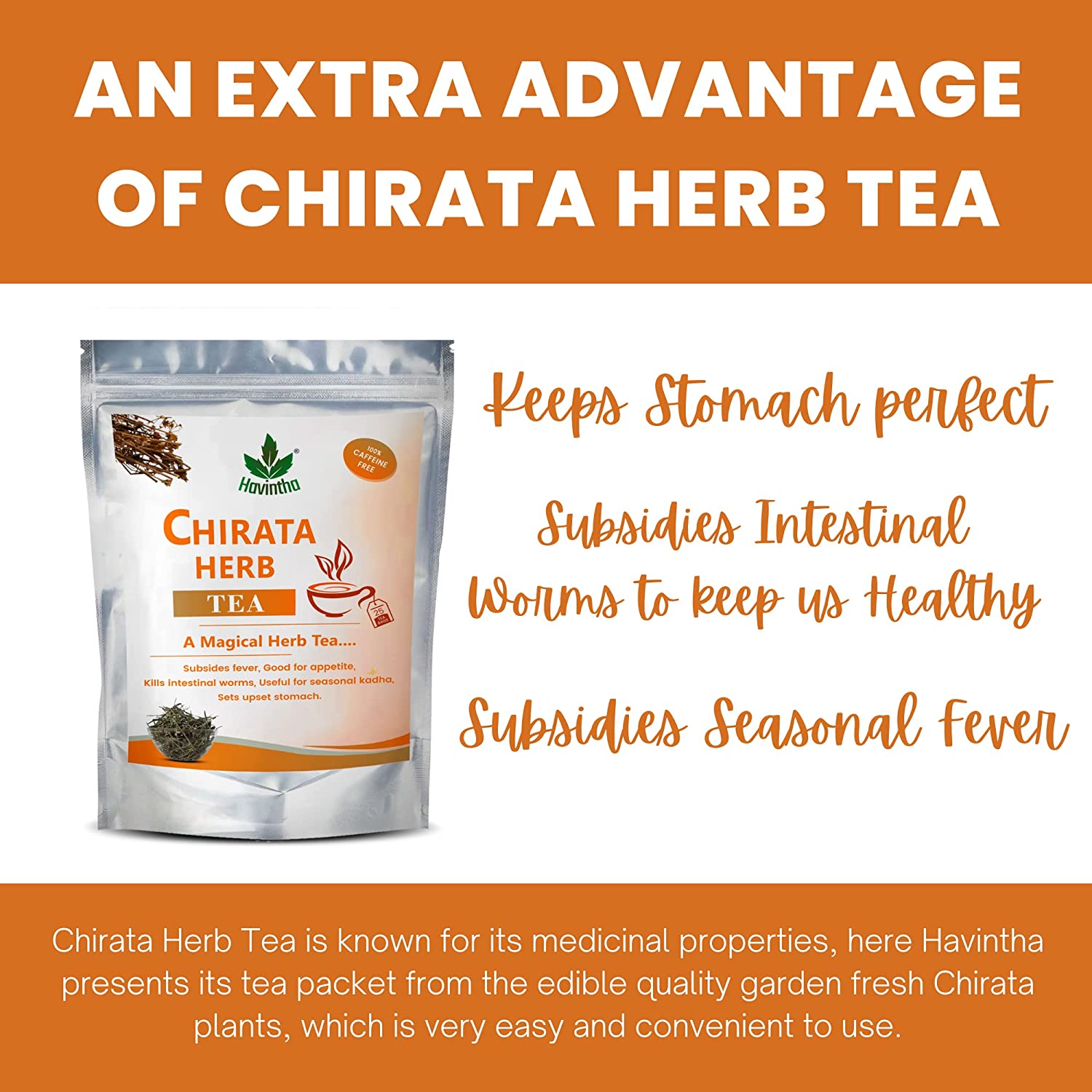 Havintha Natural Chirata Tea  - 25 Tea Bags
