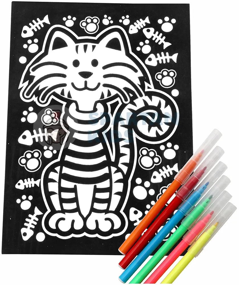 SPARTAN KIDS® Color Felt Tiger Velvet Art - Drawing for Kids 6-12 Years - Fun Colouring Ideal Art Kit for Creative Learning - Foil Art Kit - Engaging Activity for Young Artists
