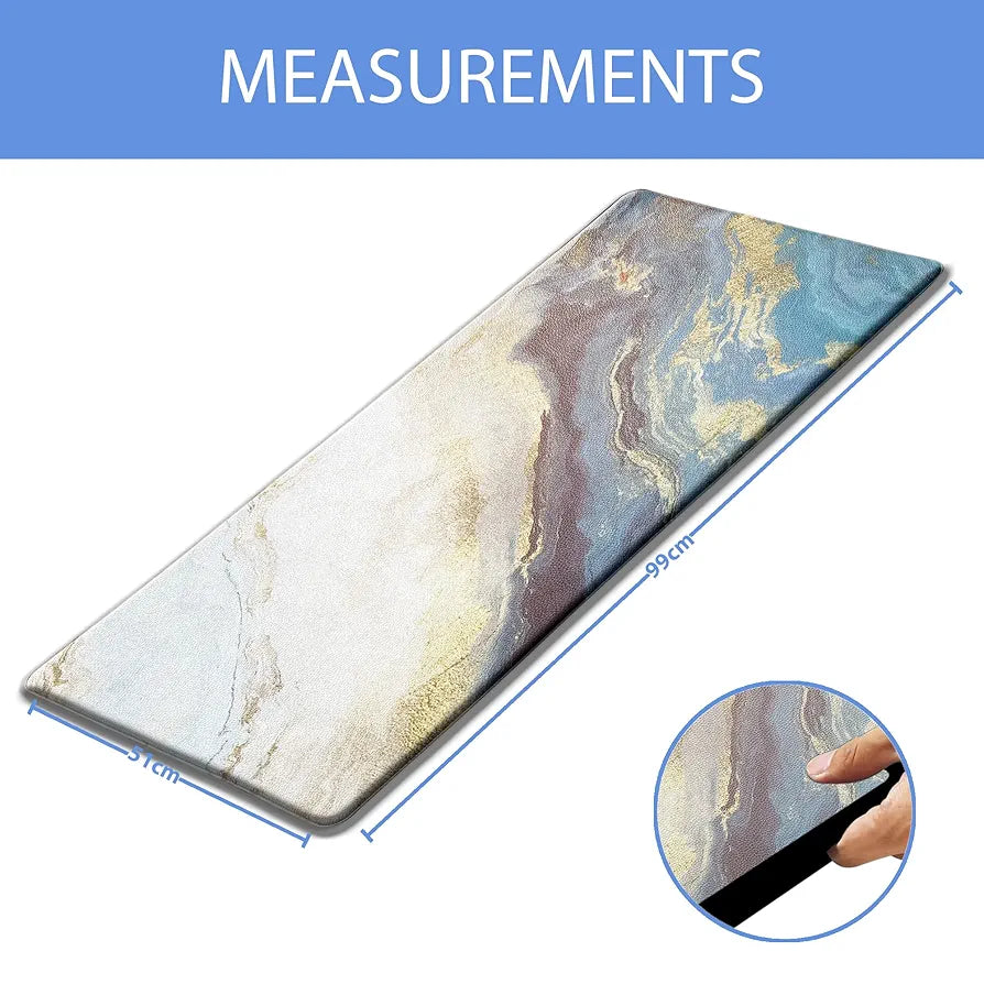 Luxe Home Columbo Anti-Fatigue Kitchen Mat Non-Slip Cushioned Comfort Mat Marble Swirl Pattern Standing Desk Mat Colour Texture