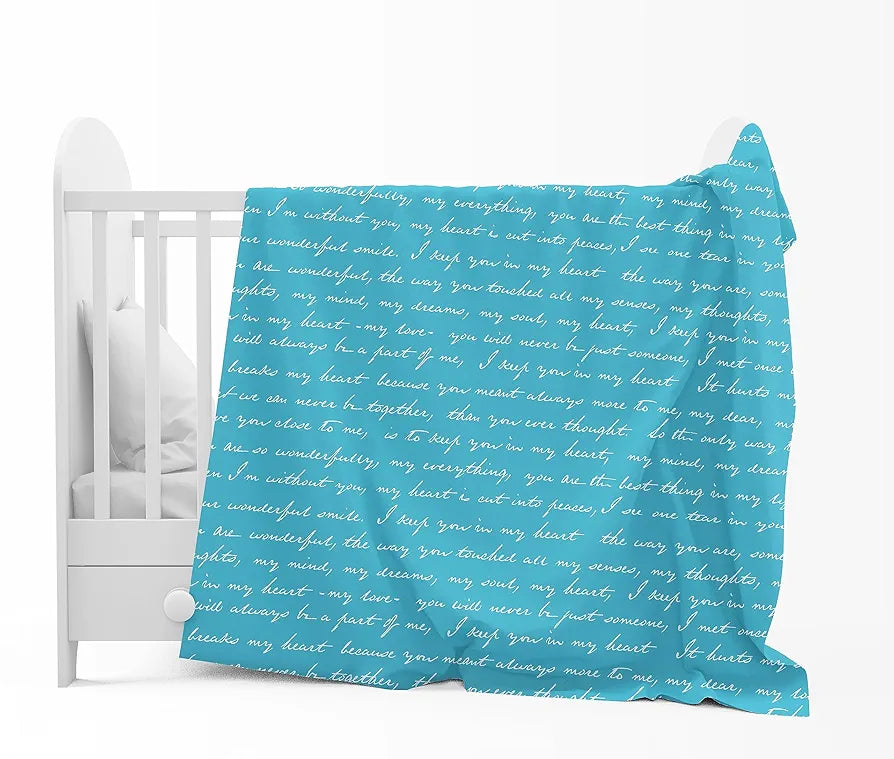 Divine Casa 120 GSM Microfiber Single Kids Dohar Soft & Lightweight Throw Blanket Typography Pattern Colour Blue Topaz