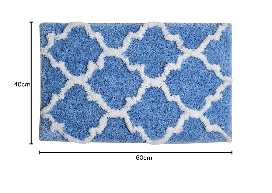 Aerohaven Glorious Super Soft Microfiber Abstract Moroccan Designer Anti Slip Bathmat Aqua Colour
