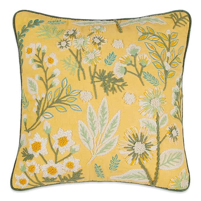 Haus & kinder Decorative Embroidered Cushion Cover | Colour Golden Glow