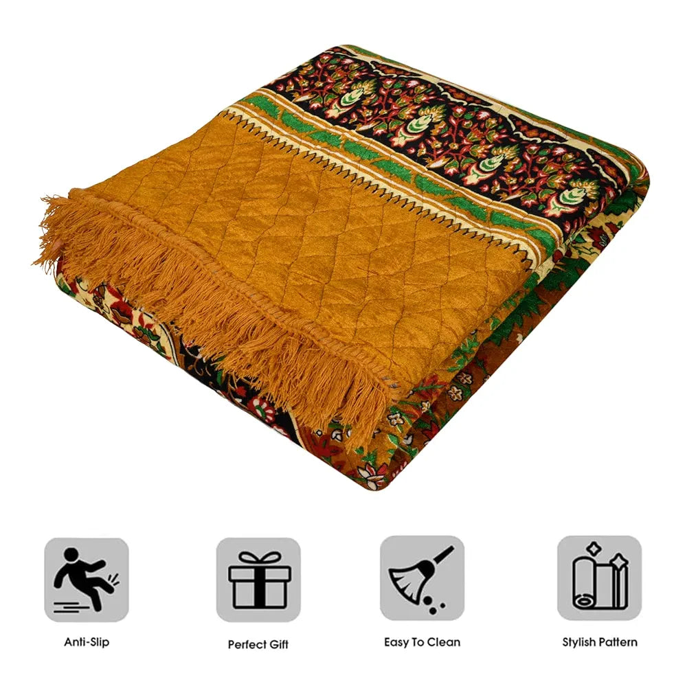 Kuber Industries Carpet Velvet Carpet-Rug for Home Decor Carpet Rug for Bedroom Golden