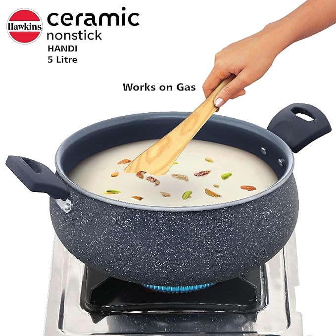 Hawkins Ceramic Nonstick Handi 5 litre Induction Biryani Pot
