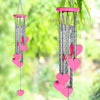 Hanging Wind Chimes for Home and Balcony Heart Shape Pink Wind Chime -018