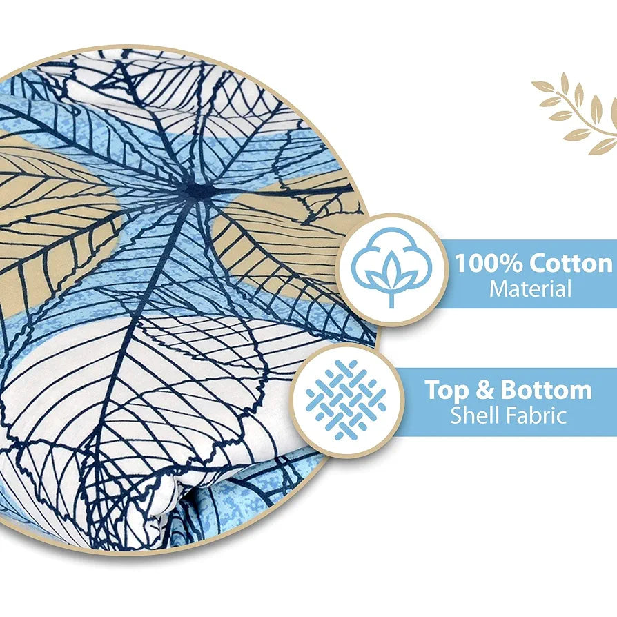 Divine Casa Glace Cotton 120 GSM Reversible Soft and Cozy Lightweight Printed Double Bed AC Dohar Blanket TC - 120 Colour Green and Turquoise Blue