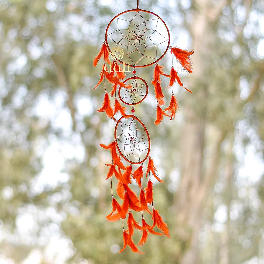 Dreamcatcher Traditional Indian Wall Art for Bedrooms Orange