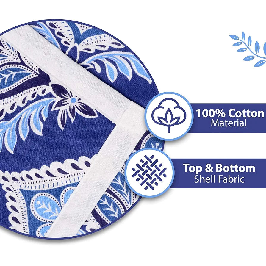 Divine Casa Floret 100% Cotton Single Dohar 120 GSM Soft & Lightweight Throw Blanket Colour Dazzling Blue