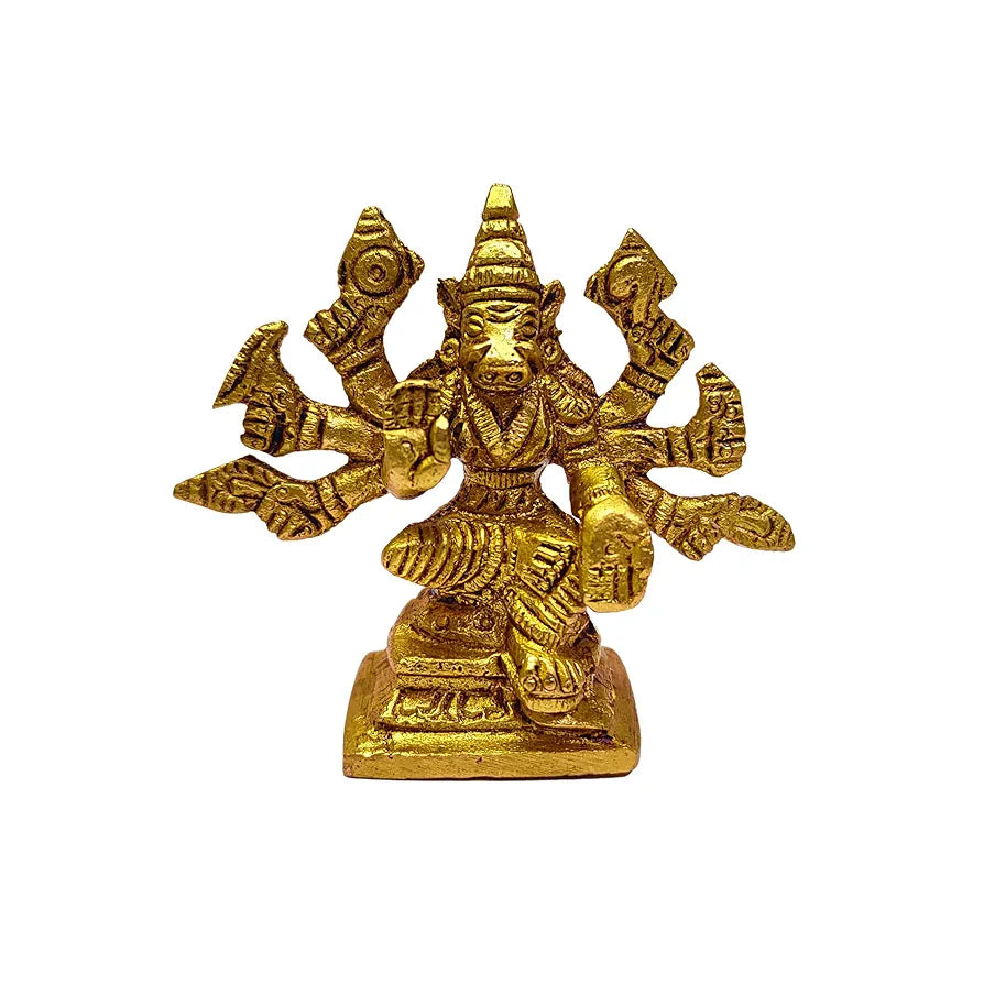 Anciently Mini Varahi Amman Idol | Brass Statue | Silai, 5.5 CM Height, Gold Colour, 1 No