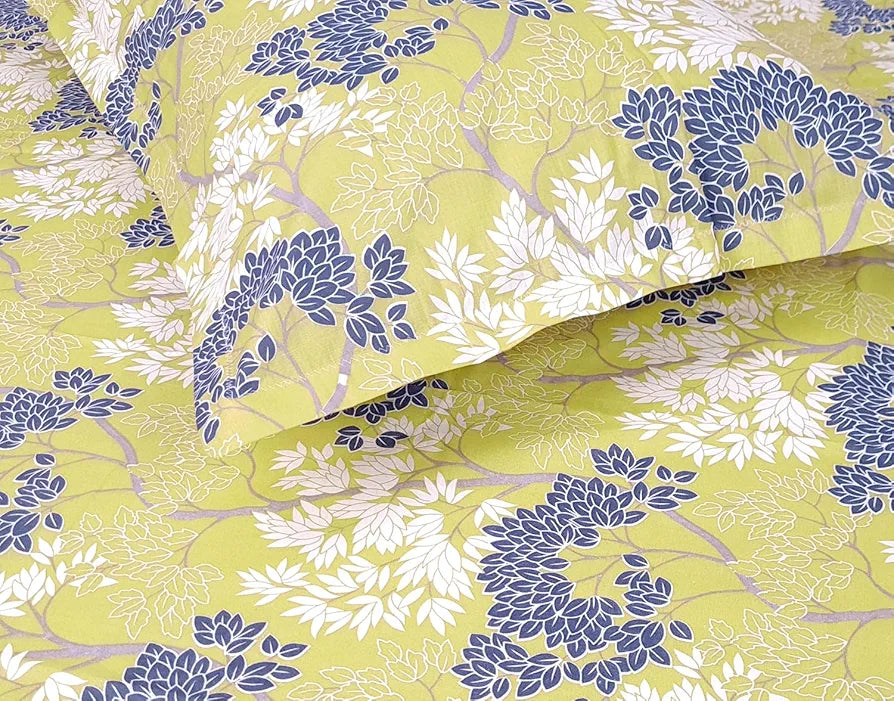 Divine Casa 144 TC Super Soft 100% Cotton Bedsheet for Double Bed  144 Thread Count Floral Lemon Drop