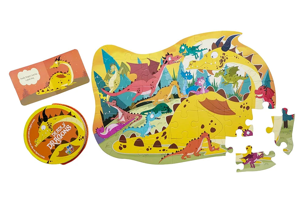 The Book Tree Deadly Dragons Puzzle Box for Kids I 30 Big Jigsaw Puzzle Pieces & 1 Storybook I Fun Toy for Children Age 3+ IDurable Big Floor Puzzle I for Children by Majestic Book Club