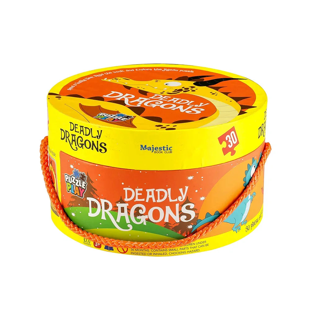 The Book Tree Deadly Dragons Puzzle Box for Kids I 30 Big Jigsaw Puzzle Pieces & 1 Storybook I Fun Toy for Children Age 3+ IDurable Big Floor Puzzle I for Children by Majestic Book Club