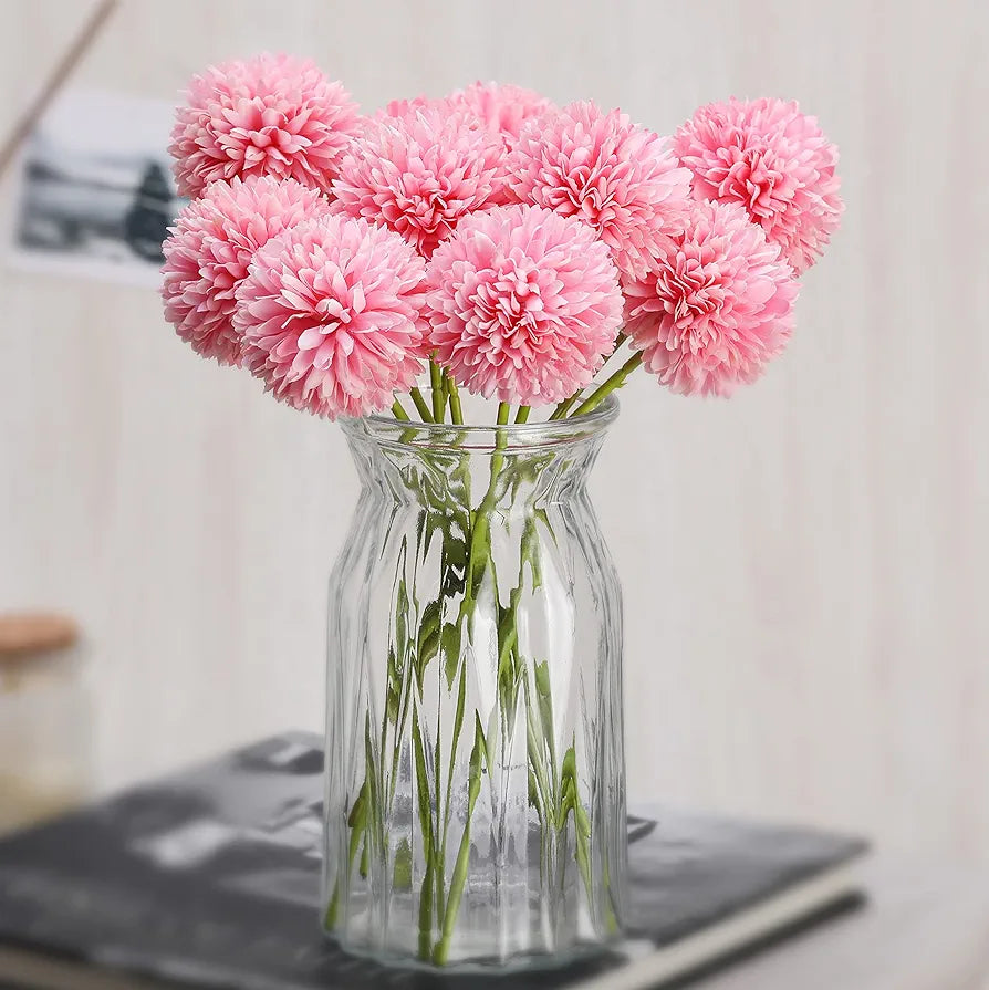Artificial Chrysanthemum Hydrangea Ball Flower Sticks Pink