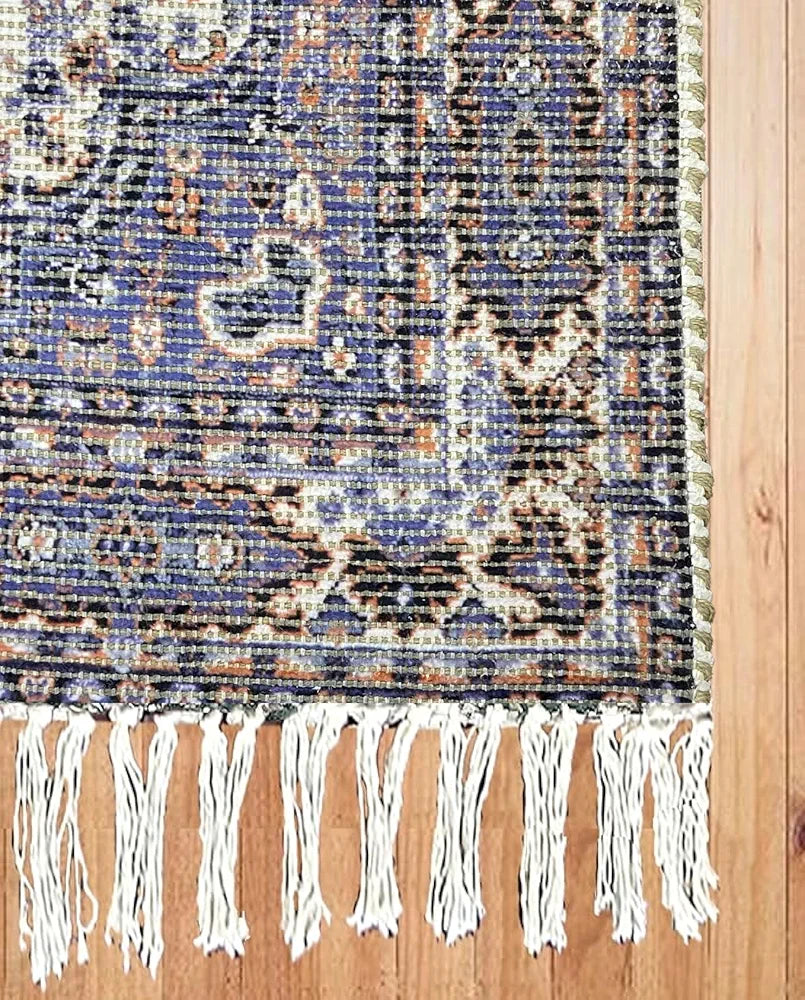 Sajavat Home Cotton & Jute Printed Rectangular Floor Rug Colour Purple