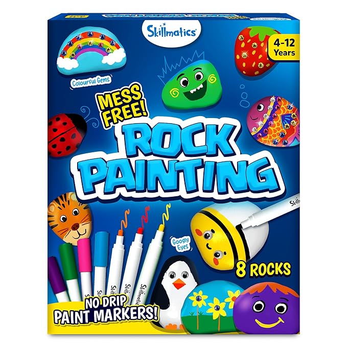 Skillmatics Rock Painting Kit Mess Free Art & Craft Activity For Girls & Boys Creative Activity