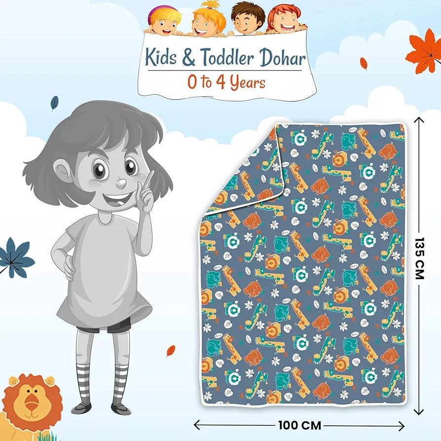Divine Casa Pure Cotton Printed Single Dohar for Newborn Baby 120 GSM Soft & Lightweight Throw Blanket Colour Iris Deep