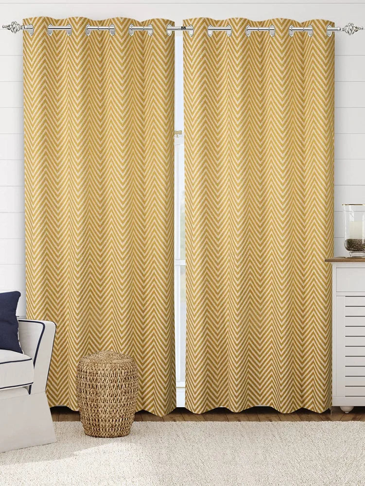 Saral Home Chevron Designer Curtains Colour Yellow