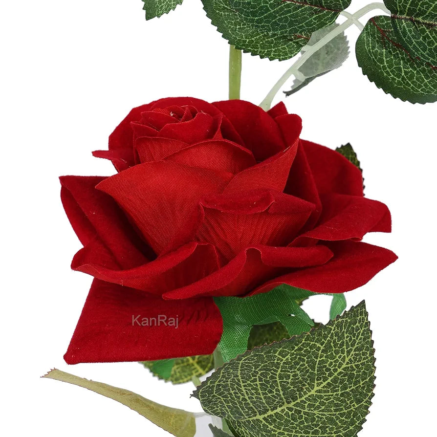 Artificial Rose Flower Set of 2 Roses with Pot Plastic