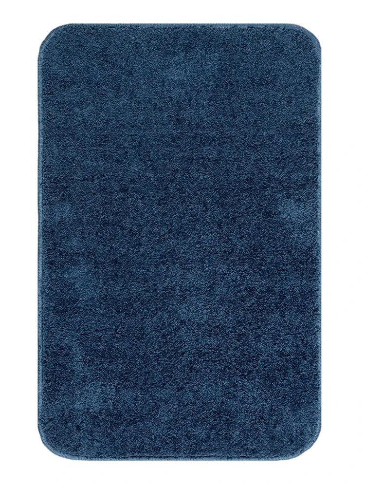 Saral Home Neo Shaggy Yarn Anti-Skid Bath Mats Colour Blue