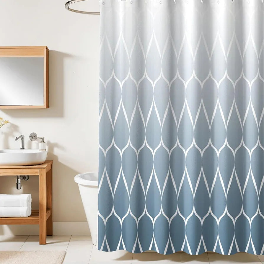 Homethreads Embrace Luxury with Our 6-Feet Long Premium Polyester Shower Curtain with 12 Hooks for a Lavish Bathroom, Machine Washable Blue