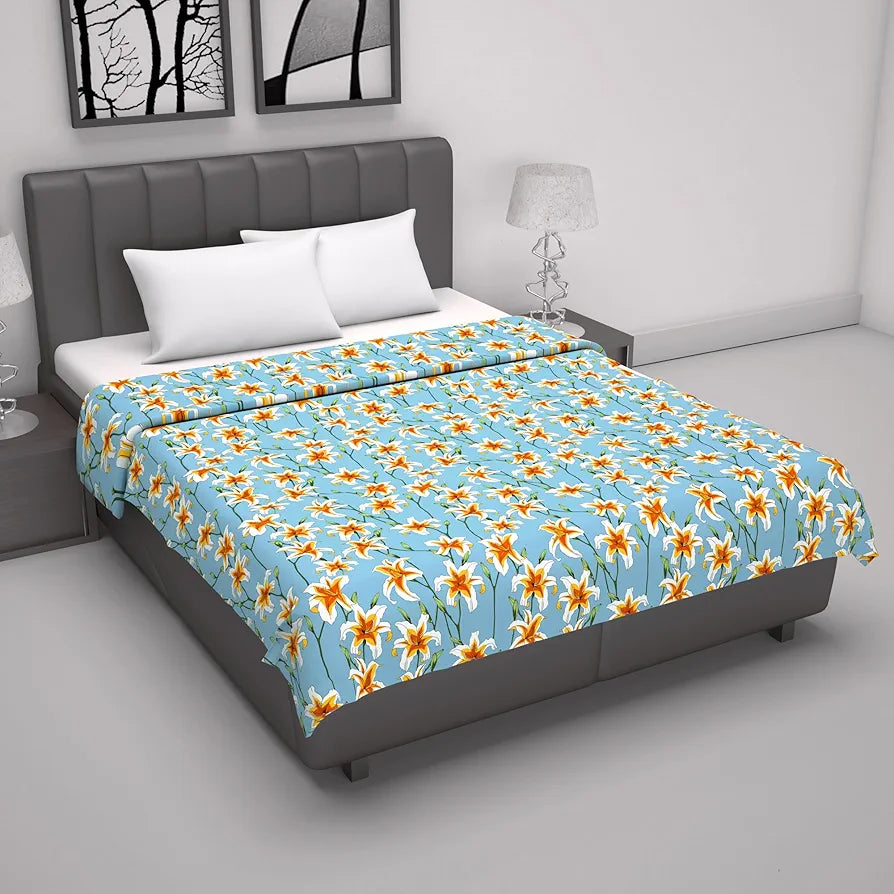 Divine Casa Floret 100% Cotton Double Dohar 120 GSM Soft & Lightweight Throw Blanket Colour Wildflower Charm