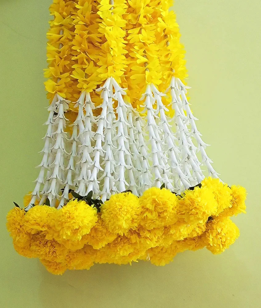 Afarza Choice Good Feel Good Garland Toran Home Decoration Hanging white-yellow 4 Pieces 5 Feet