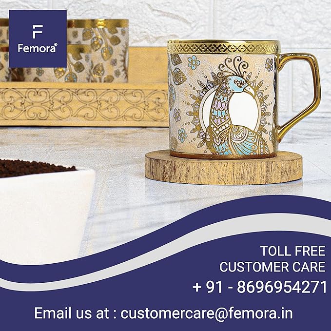 Femora Bone China Gloden Tea Cup | Crowned Gold | 160 Ml
