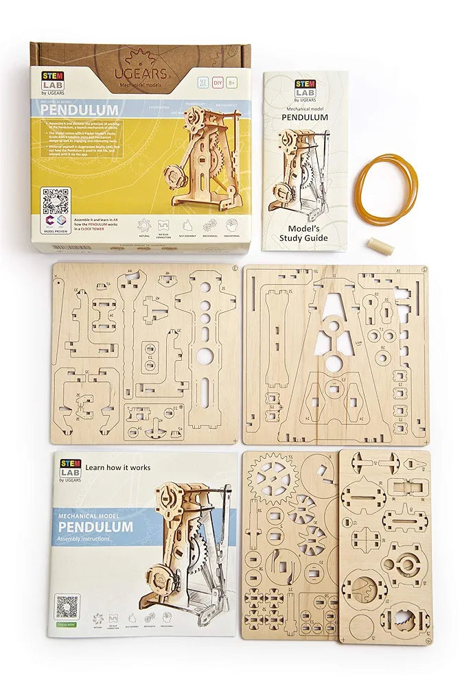 Ugears STEM Pendulum Model Kit - Creative Wooden Model Kits for Adults, Teens and Children - DIY Mechanical Science Kit for Self Assembly - Unique Educational and Engineering 3D Puzzles with App