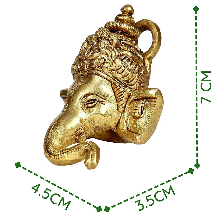 anciently Ganesh Face Wall Hanging | Brass Ganesha Idol Wall Hanging | Wall Hanging Ganesha 7cm Height, Gold Colour