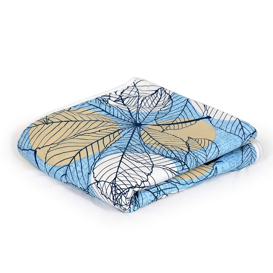 Divine Casa Glace Cotton 120 GSM Super Soft Cloudy Reversible Lightweight Printed Double Bed AC Dohar Blanket TC - 120 Colour Blue and Beige