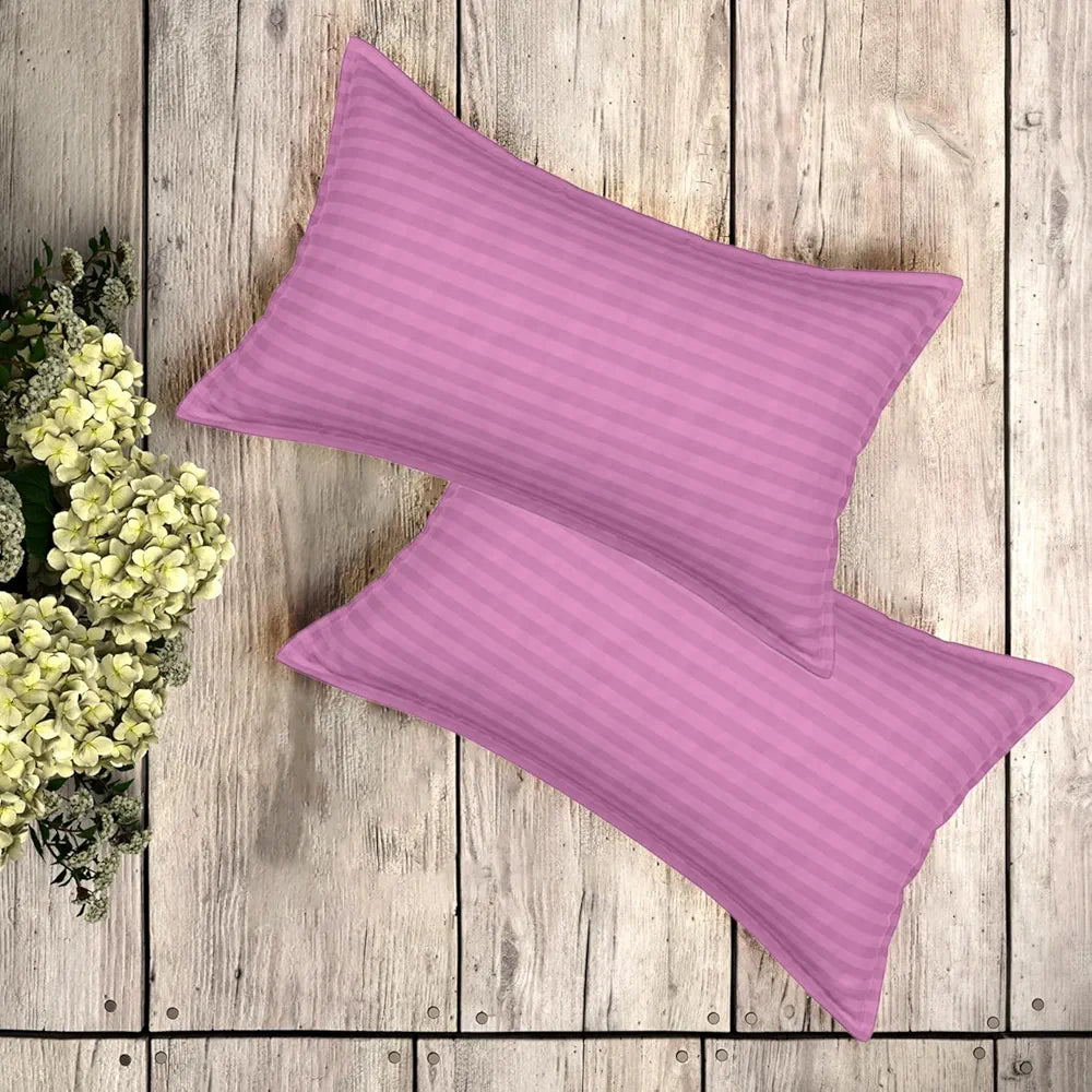 Kuber Industries Double Bedsheet with 2 Pillow Covers 144 TC Glace Cotton Bedsheet Pink