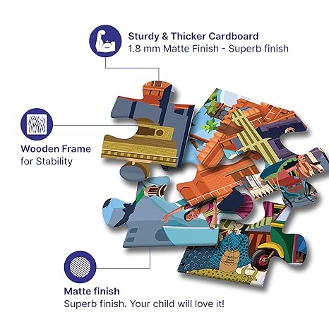 The Puzzl Co - Delhi Jigsaw Puzzle for Kids 6 Years & Up 100-Piece City Puzzle with Frame Compact